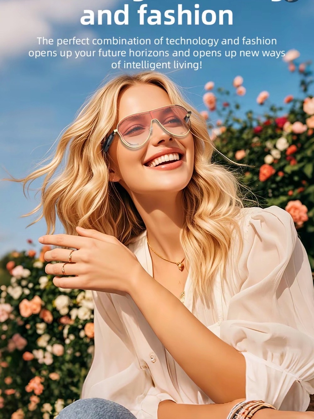 Women’s Fashion Oversized Pink Gradient  Bluetooth Sunglasses